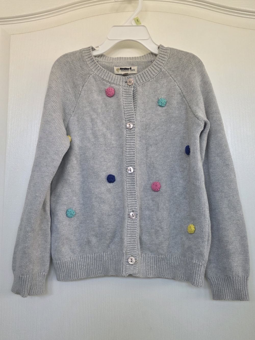 Tucker + Tate Light Gray Pom-Pom Button Cardigan